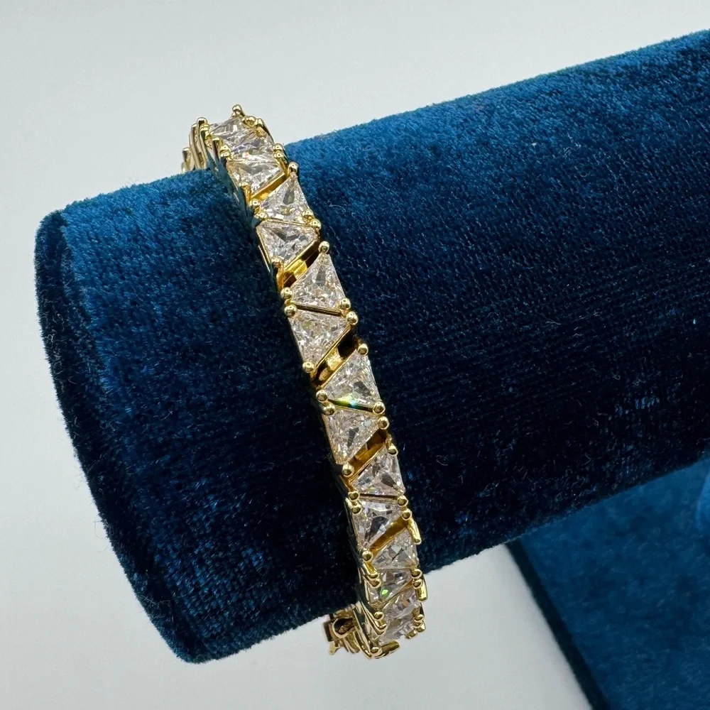 18k 13ct Trillion Tennis Bracelet - Picture 8 of 16